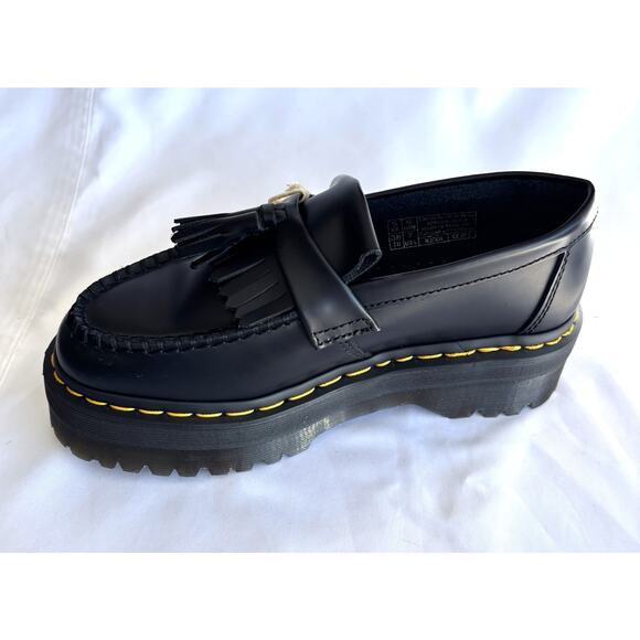 Doc Martens Adrian Quad Women’s 7 Black Leather Slip On Platform Tassel Loafers - Picture 3 of 10